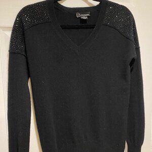 C by Bloomingdales Women's Black V-neck Long Sleeve Cashmere Sweater Size XS